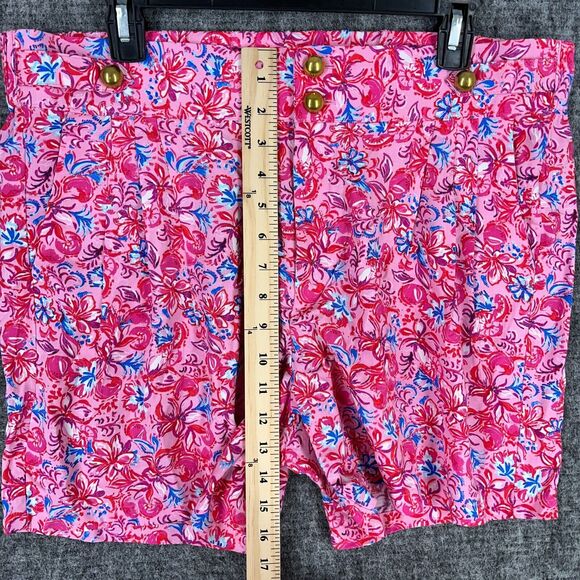 Stella Parker Shorts Womens Large Pink Rayon Floral Button High Waist Chino Boho - Picture 8 of 11